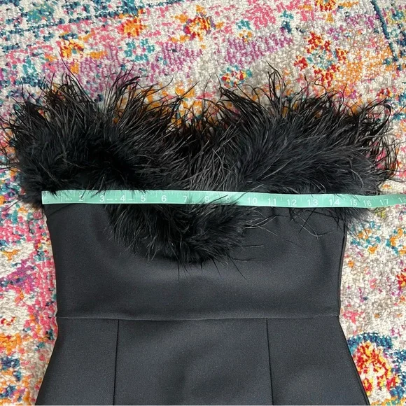 NWT Catchall Naomi Black Strapless Feather Trimmed Bandage Maxi Bodycon Dress - Picture 14 of 16